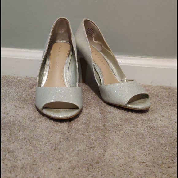 Silver open toe heels - Picture 1 of 6
